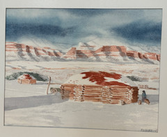 F L GIBBON VINTAGE WATERCOLOR PAINTING MATTED 16″ X 20″