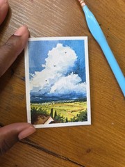 ACEO watercolor painting. Original Landscape