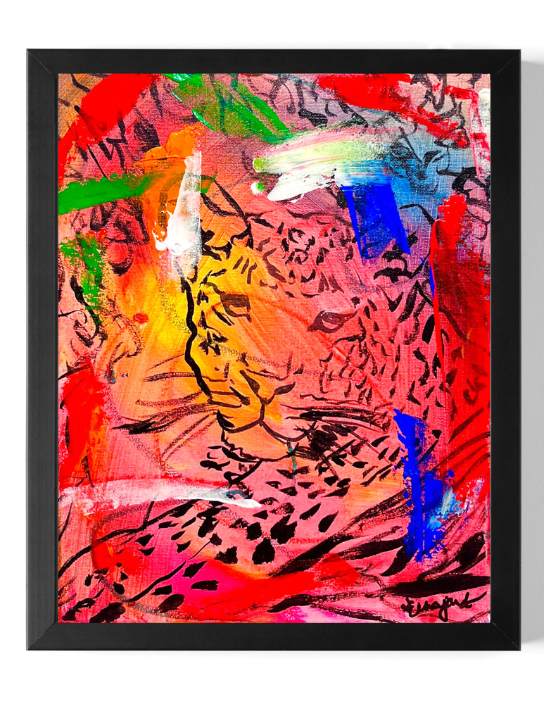 Guajardo Art: Leopard Gaze 14X11 Canvas Unique UV Reactive Home Decor