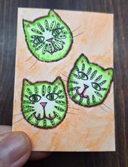 ACEO Original Kitty Cat Miniature Watercolor Painting by Sandrajean Smith