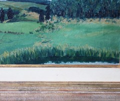 24″ Wide Framed Antique Oil/Canvas Painting of a Belgian Landscape