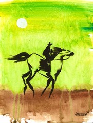 9×12 Original Western Cowboy Horse Painting on Paper Modern Expressionist by Jim