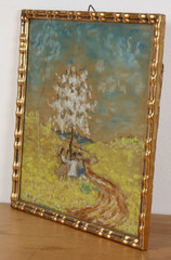 H. FETZER Chalk Drawing 1919 Art Nouveau Children’s Dance in Spring Signed