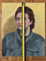 Vintage Portrait Acrylic Board Man Blue Shirt 16 x 20 Peter Feldman Gay Int