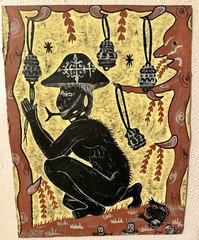 Colorful Haitian Vodou Folk Art Painting Signed Love Leonce 12”x15.5” 2020