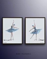 Ballerina Set, two paintings 30″x20″, dance painting, original & handmade item