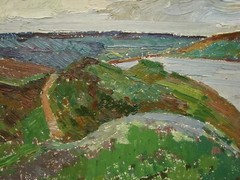 Ukrainian Soviet Oil Painting Impressionism landscape river seascape