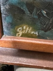 Vintage Painting Portriat Old Man Bear Hat Fisherman Signed Gillian Framed