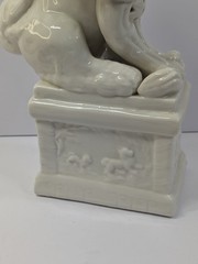 White Glossy Ceramic Table Top Art Statue Gargoyle Gothic Vintage Home Decor