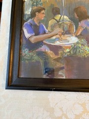 Suzanne Twyford Original, Framed Pastel Painting Of Winchester VA Cafe Scene