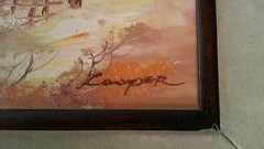 Vintage Oil Painting On Canvas Signed And Framed Mountains Tree 16″x20″
