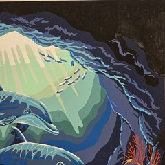 Dolphins ride Finished Acrylic Painting Paint By Number Nautical Ocean 20×16