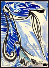 C Peterson 2015 Weeds in Water * Abstract Nouveau Watercolor * Art PAINTING