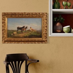 Antique Italian painting oil on canvas signed artwork bucolic landscape 800