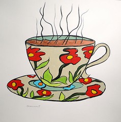ORIGINAL Flower COFFEE Cup Painting John Williams art JMW Expressionism Tea