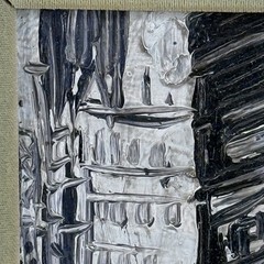 Pascal Cucaro Oil on Board Painting San Francisco Cable Car Downtown Black White