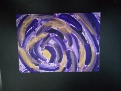 Purple Gold Blooming Rose Original Acrylic Painting 5×7 Canvas Panel
