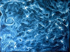 Original Abstract Painting – “Blue Flow”30×40” | Acrylic & Rubber-Based Paint