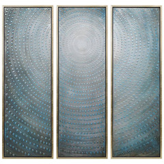 60 In. X 20 In. „Concentric“ – Set of 3 Textured Metallic Hand Painted by Martin