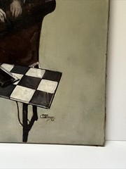 Antique Art Deco Painting Portrait Pretty Woman Large Oil Illustration 1930’s