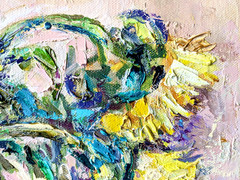 Original Sunflower Oil Painting Floral Still Life 20x16in OOAK Canvas Art