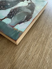 California Quail Bird decor Original Painting On Wood Canvas 6 X 6 In Valentine