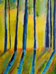Landscape Trees Cat Painting Original Collectible Forest Art Samantha McLean