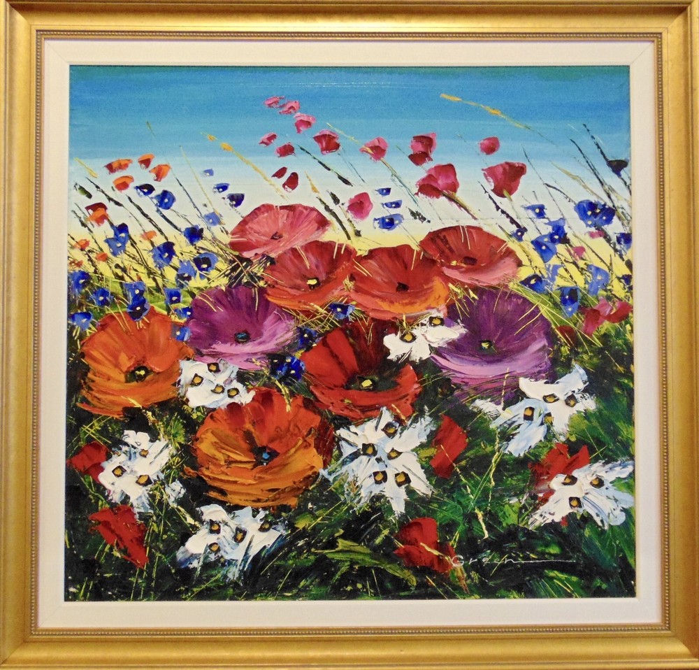 Beautiful framed floral painting, Oil on canvas by Maya Green