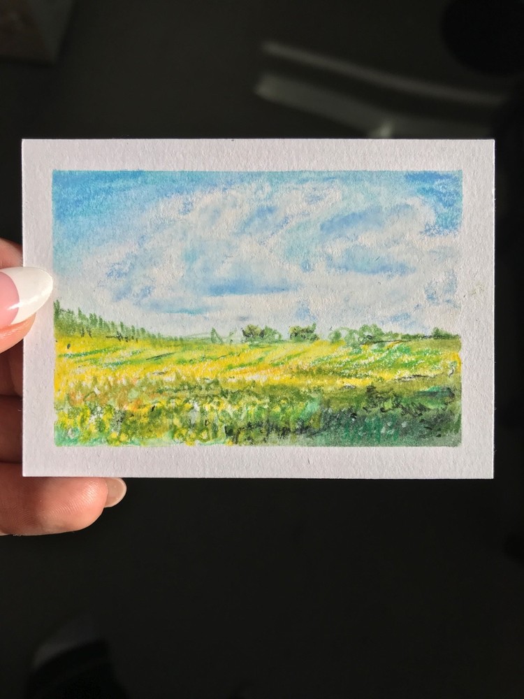 ACEO Original Summer Landscape OOAK Direct From Artist „Mellow“ Carmen Marie