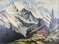 Antique VTG Original Perry Jenkins Oil Painting 28.25×23.5 Framed MidCentury Art