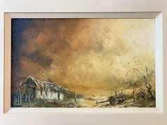 Oliveira Leite Sky & Landscape Brazilian Impressionist Framed Oil Painting 1978