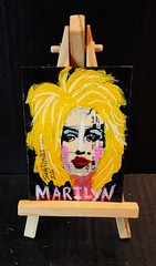 ORIGINAL COLORFUL Marilyn Monroe ACEO PAINTING 2.5 X 3.5 SWARTZMILLER DNA SIGNED
