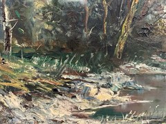Vtg Signed Ramores Orig Oil Canvas Painting Holland Countryside Landscape 36″