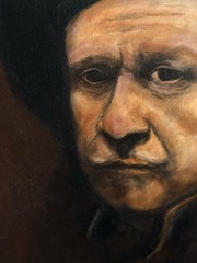 Original Rembrandt Portrait Oil Painting – Dutch Master Artist Artwork – 23×18