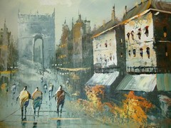 VTG FRENCH IMPRESSIONIST PAINTING PARIS FRANCE OIL ON CANVAS 12X16 SIGNED WILTON