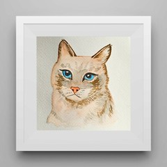 Cat Watercolor Painting Original Animal Portrait for Your Wall Decor
