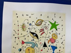 JOAN MIRO – painting drawing 11.8 x 15.7 in on old paper signed stamped