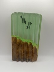 4×7.5in Resin Art Piece Green And Brown With Whales/water