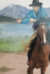 Original Tile Art Western Cowboy Gunslinger Horse Colorado Mountains 12″ × 16″