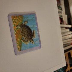 ACEO ORIGINAL ART CARD SEA TURTLE SEASCAPE Underwater Y Farm Caribbean Islands