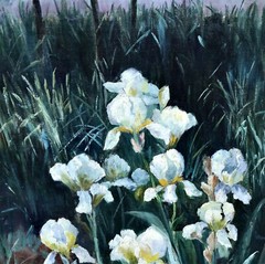 Floral Landscape Painting in Oil on Canvas, Unknown Artist, Unsigned