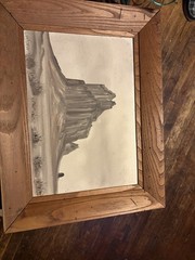 Juan Nakai painting of Shiprock Mountain Framed.