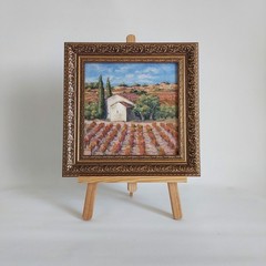Original Oil Painting Tuscany Vineyard Italian Villa Landscape Framed Farmhouse