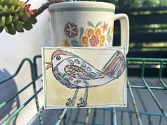ACEO Original Bird No. 1 of 5 In Set Art Card Watercolor Mixed Media Painting