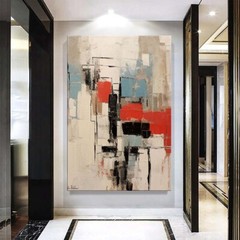 Handmade Oil Painting Abstract Art Oil On Canvas For Living Room Blue Red