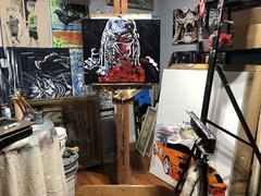 “Bloody Predator”, #michaelscottwoodcock Art Original Oil Painting Canvas