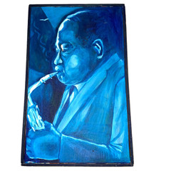 male portrait original oil painting by Alison African American blues jazz