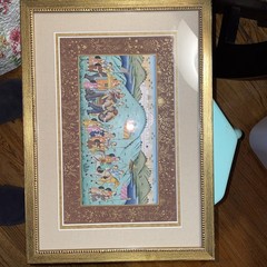 Rare Rajasthani Indian Royal Safari Procession Hand Painted Gold On Paper