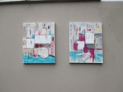 Acrylic picture city 2 Venice Italy 50x40x3cm studio Düsseldorf mixed media painting