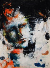 ORIGINAL ART acrylic Signed painting modern Surreal ABSTRACT Portrait Expressive